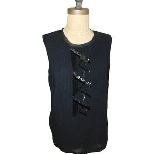 Chico's Size M Medium (1) Black Beaded Lined Sleeveless Blouse Top